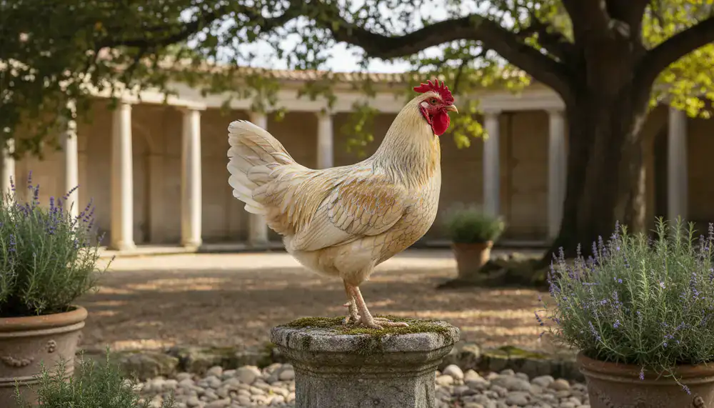 Gallina ornamentale dal piumaggio finemente orlato