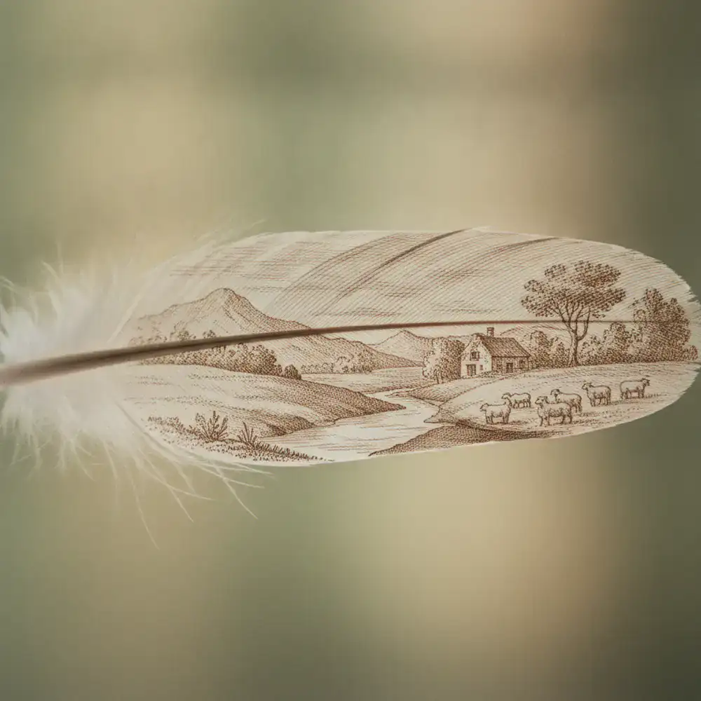 Macro fotografia del disegno su una piuma di gallina